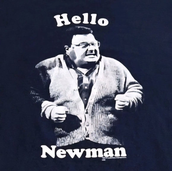 Vintage Y2K Seinfeld Hello Newman T-Shirt Mens XL Navy Blue TV Show Castle Rock - Picture 2 of 5